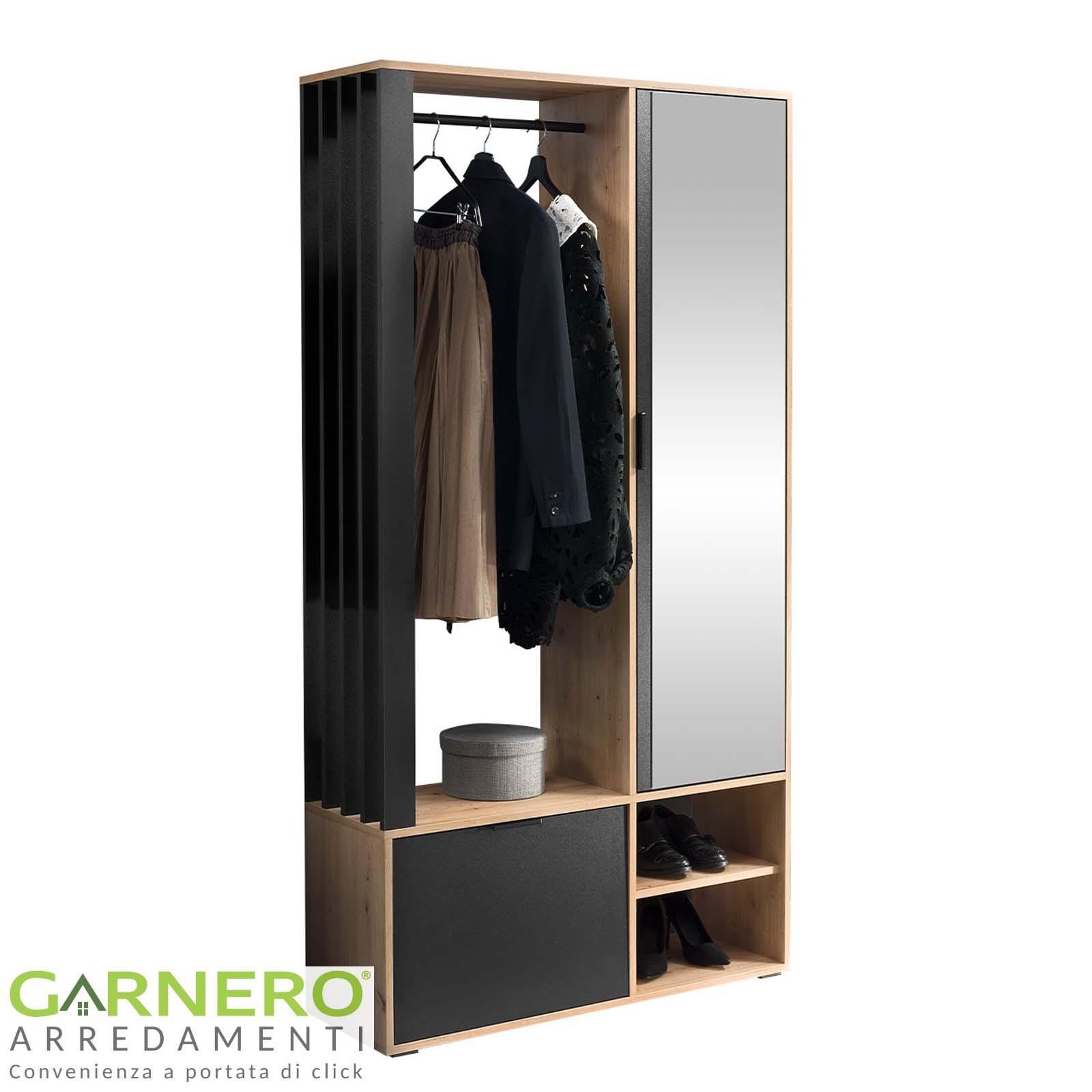 HOMN LIVING Mobile TV Panama 2 cassetti, Color Legno e Grigio, 100 cm (Larghezza) 40 cm